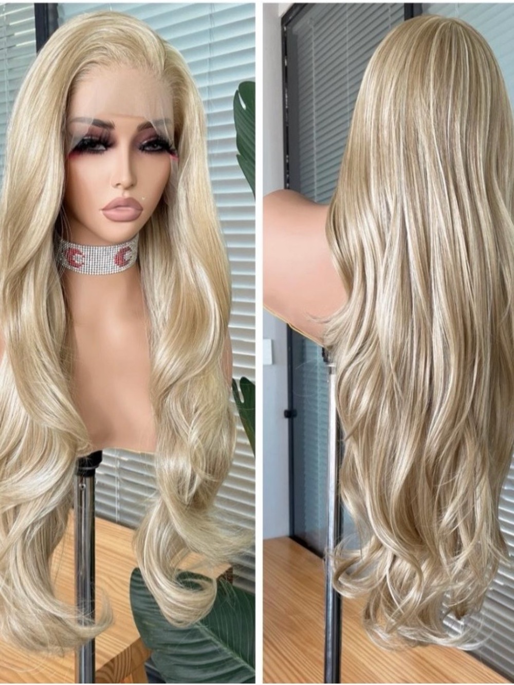 Long Blonde Lace Front Futura Synthetic Wig - Natural Wave 13x3